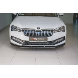 Накладка сплиттер на передний бампер Вариант2 на Skoda Superb III рестайл